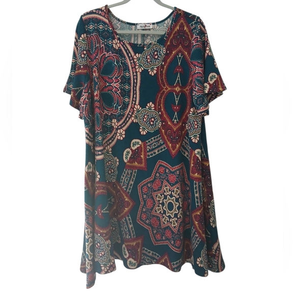 Bohemian Print Women's Tunic Dress - Picture 1 of 5